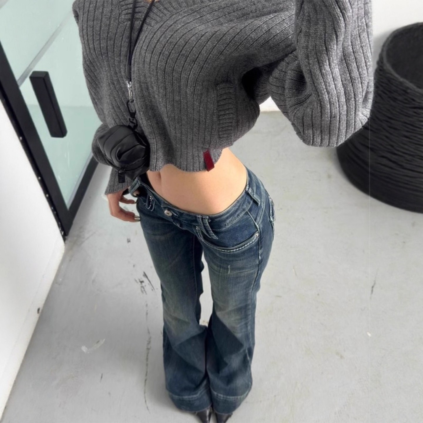 美式辣妹低腰紧身牛仔微喇裤女秋季新款做旧水洗马蹄拖地长裤子潮,淘宝优惠券,粉丝福利购,淘宝优惠卷