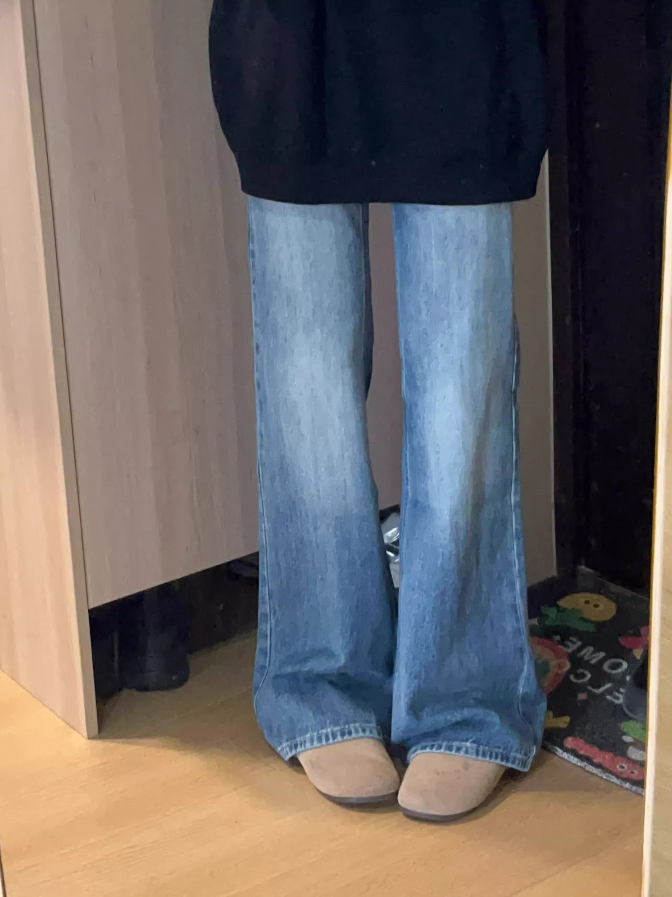 设计感中低腰微喇叭牛仔裤女秋季新款美式复古蓝宽松显瘦垂感裤子,淘宝优惠券,粉丝福利购,淘宝优惠卷