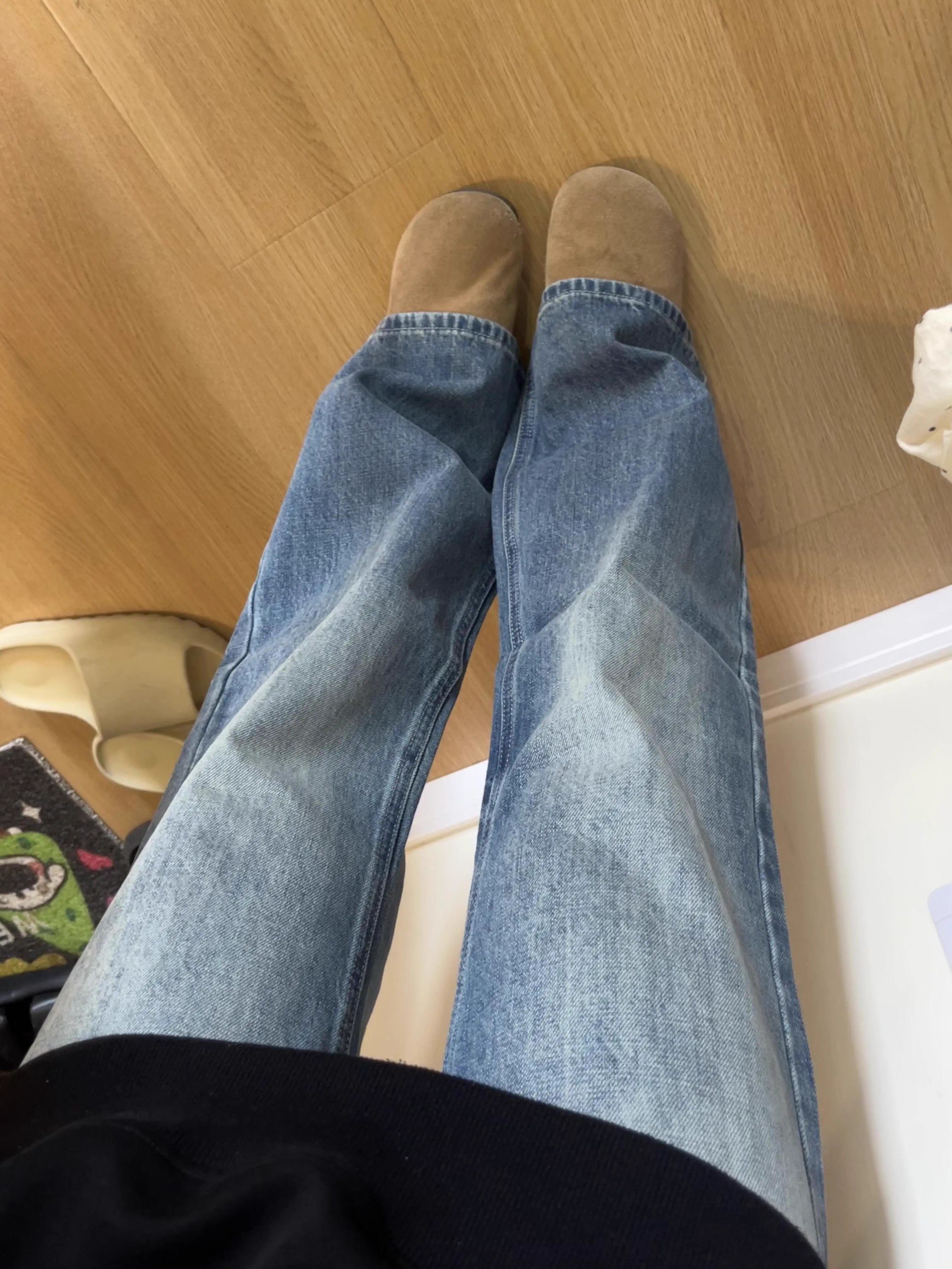 设计感中低腰微喇叭牛仔裤女秋季新款美式复古蓝宽松显瘦垂感裤子,淘宝优惠券,粉丝福利购,淘宝优惠卷