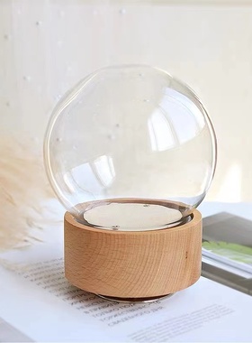 永生花音乐盒旋转八音盒diy手工装饰玻璃罩花盒实木花房礼盒礼物