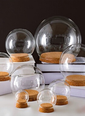 软木塞玻璃罩DIY永生花手办黏土软陶蜡像盲盒展示盒防尘桌面摆件