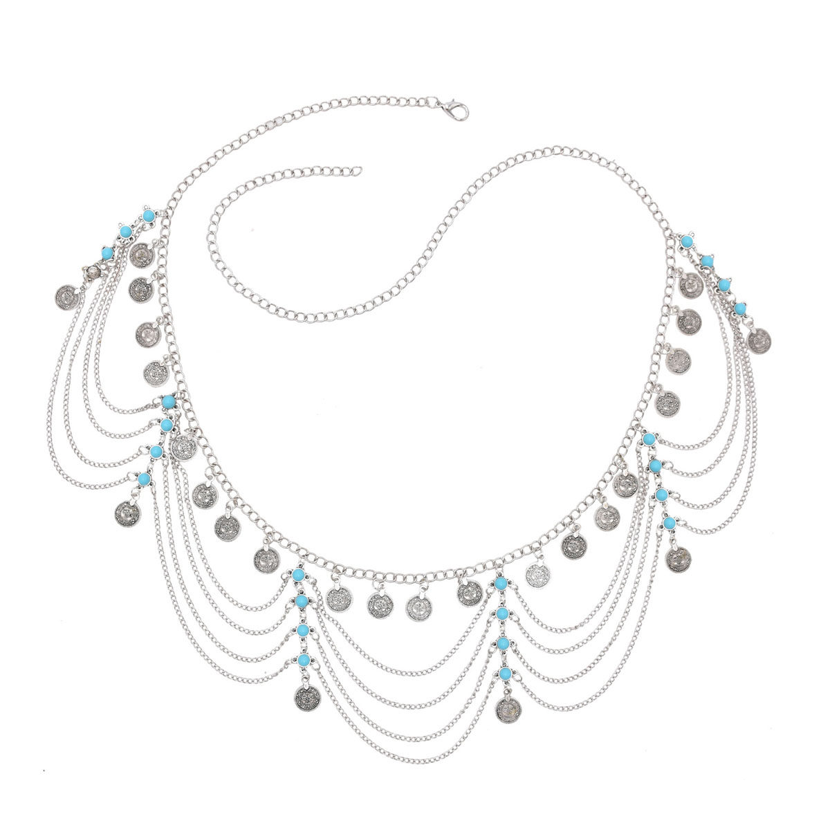 肚皮舞钱币腰链敦煌民族风多层流苏饰品云南写真腰饰长裙束腰腰带 - 图3