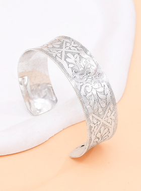 新款民族风复古银色开口款手镯