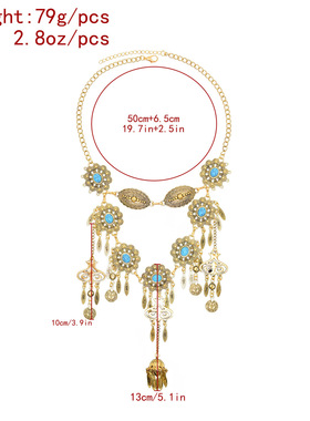 新款民族风复古合金镀银项链