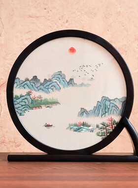 手工双面绣刺绣摆台苏绣摆件家居饰品结婚乔迁商务伴手礼文创礼品