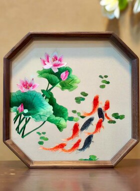 手工刺绣装饰摆件成品送乔迁生日会议结婚礼物非遗苏州双面绣台屏