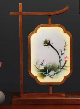 蜀绣中国风台灯摆件纯手工双面绣屏风摆设成都特色礼品送老外