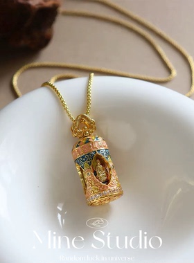 Mine Studio·四面佛像守护神吊坠可转动珐琅项链挂坠女送礼物转y