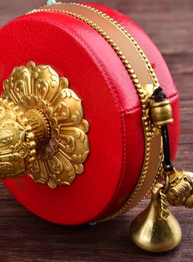 亚青金色红皮手摇转金轮转金筒