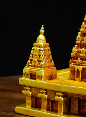 纯铜尼泊尔工艺正觉塔供奉佛塔佛饰品 精工鎏金4寸7寸铜佛塔摆件