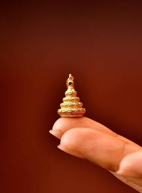 s925纯银镀金莲花曼扎吊坠文创挂件原创设计卡子卡扣配饰文玩挂饰