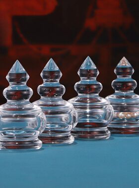 天然白水晶摩尼塔舍利塔舍利子供奉菩提甘露空瓶摆件宝瓶嘎乌盒