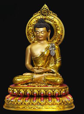 尼泊尔工艺传承三宝佛释迦牟尼阿弥陀佛药师纯铜手工錾刻佛像摆件