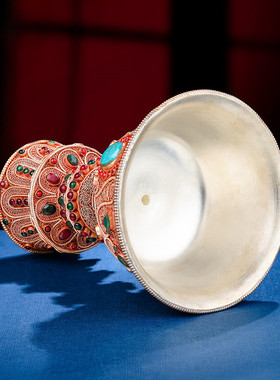 尼泊尔藏式手工掐丝铜酥油灯座