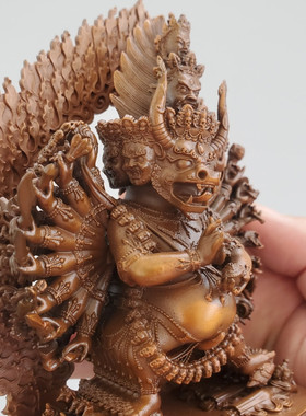 藏式紫铜吉祥天母大威德铜像摆件