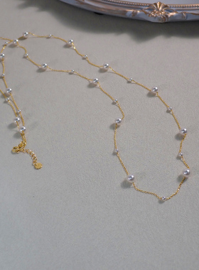 如帆 小众轻奢高级感满天星珍珠长项链通勤气质毛衣链925银40768