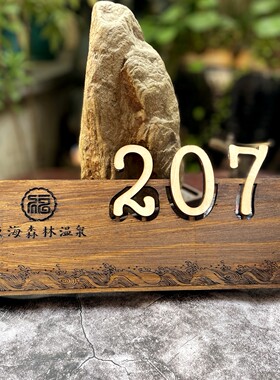 木质镂空包厢房间号码发光门牌
