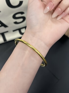 古法黄金包银素圈手镯女实心镯子