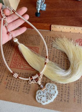 手工岫玉如意项链项圈新中式汉服配饰百搭饰品亲子款加流苏可定制