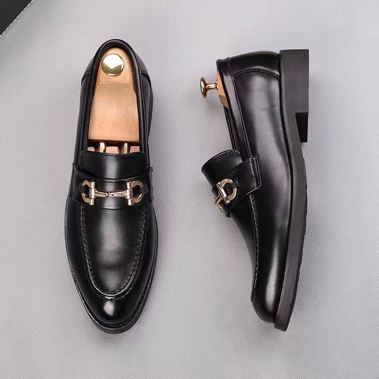 尖头韩版英伦套脚皮鞋男百搭一脚蹬商务休闲鞋乐福鞋青年懒人男鞋,淘宝优惠券,粉丝福利购,淘宝优惠卷