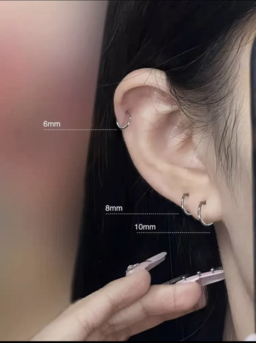 F136医用钛合金D字环直针独特耳环鼻环唇环防过敏小众耳骨环耳圈 - 图3