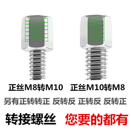 电动车后视反光镜增高螺丝6-8-8-10mm正反转接伞雨棚加高固定螺杆 - 图0