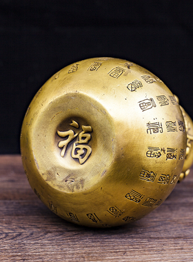 纯铜葫芦摆件五帝钱小号家居