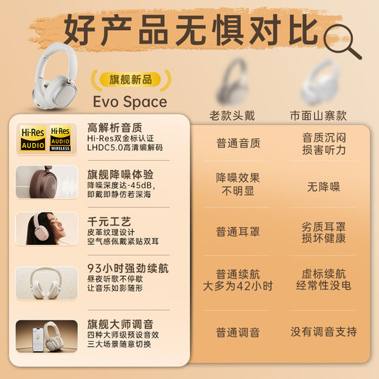 Edifier EVO SPACE Bluetooth headset head-mounted wireless noise reduction e-sports game with headset