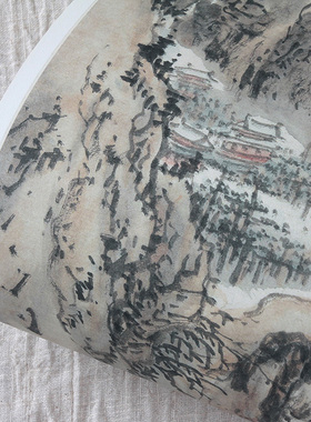故宫名画真迹复制品髡残云洞条幅