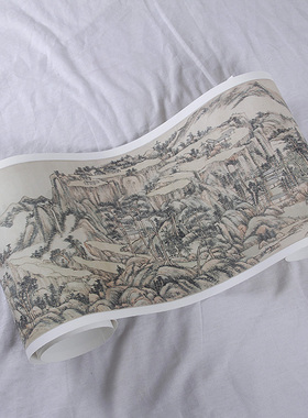 1:1清 王原祁 仿黄子久晴峦霁翠图 真迹复制37.5x301cm克利夫兰藏