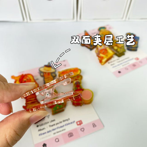 星星人小夹子卡通高颜值双面加厚亚克力PP夹收纳文件夹学生试卷夹 - 图0