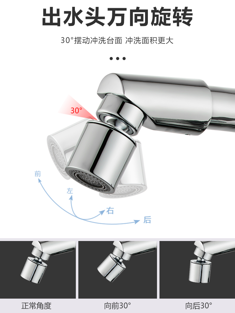 九玫王水龙头洗脸盆卫生间冷热水头面盆洗手池浴防溅水单冷洗手盆 - 图2