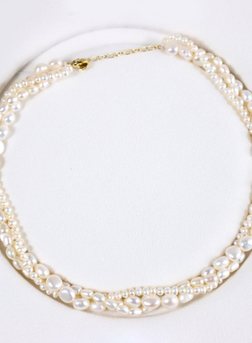 安伯曼巴洛克珍珠随形椭圆三层