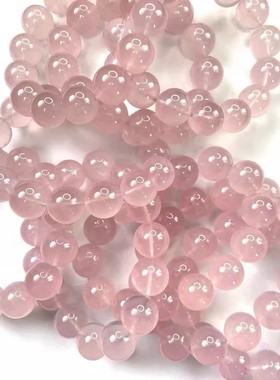 安伯曼马达加斯加粉水晶大圆珠全珠手串经典款16-17mm