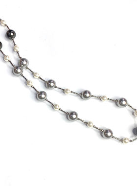 玻璃珍珠黑珠白珠真多麻色满天星项圈项链