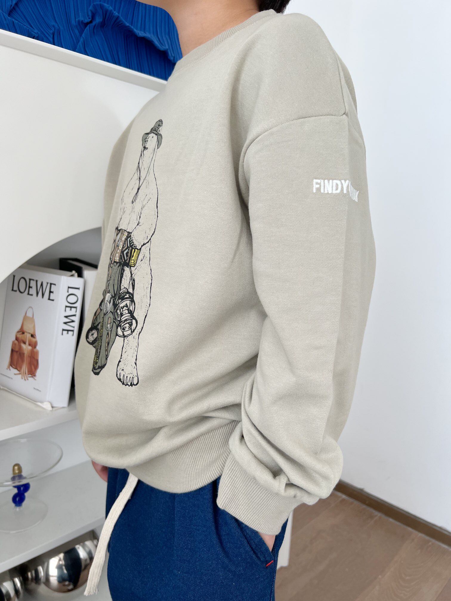 mama studio 男女童日系北极熊卡通卫衣山系户外风露营背包熊上衣