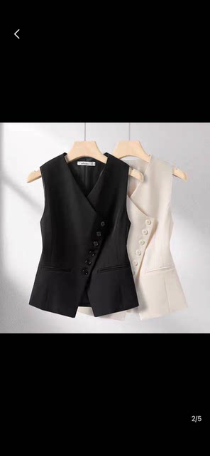 2026 Irregular Vest Vest ແມ່ຍິງອອກແບບໃຫມ່ Top Waist Slim Temperament Wear Suit Pony Clip
