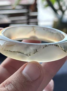 云臻阁天然海洋玉髓绿幽灵绿草俏色冰飘清新冰透意境玛瑙手镯55口