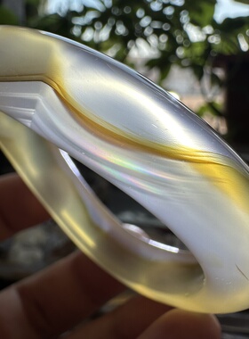 天然马料海洋玉髓高冰一线金山景冰透彩虹光虹膜玛瑙手镯扭扭镯56