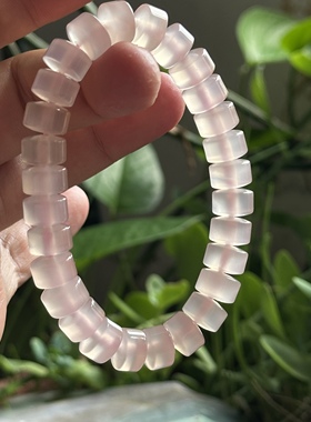天然海洋玉髓高冰种粉玉髓老型珠玛瑙手串冰粉同料刚透清新手链