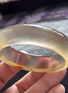 天然高冰巴玉冰透俏色刚冰玉髓荧光黄冰玛瑙手镯红韵一口糖59口