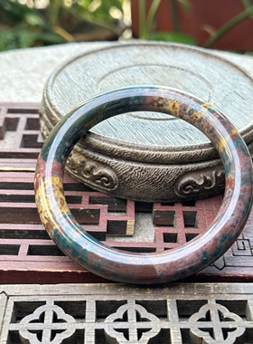 天然马料海洋七彩原色玛瑙圆条油画风景多彩手镯炫彩镯子60口径