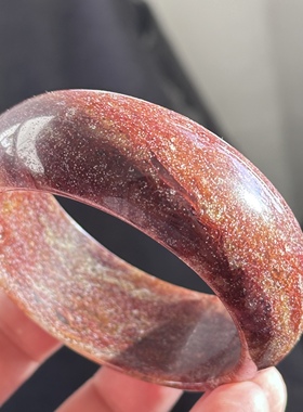 天然马料紫红草满天星飘雪原矿红水草红玛瑙手镯59口径