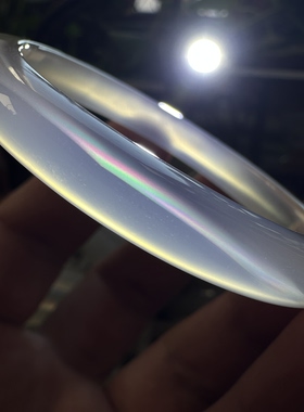 天然马料白冰高冰刚透七彩极光炫彩彩虹光虹膜玛瑙手镯飘彩50口径