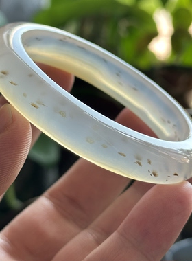 天然马料海洋玉髓满圈飘花小碎花朵冰透白冰玛瑙草花手镯60口径