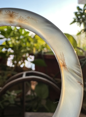 天然马料海洋玉髓高冰草花大花内外飘花玛瑙清新手镯54口径