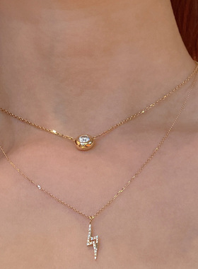 强推款原创设计S925纯银闪电满钻项链高级感轻奢个性吊坠锁骨链