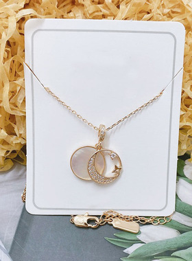 锁骨链网红爆款轻奢饰品镶钻潮星辰白贝母星月项链女高级小众设计