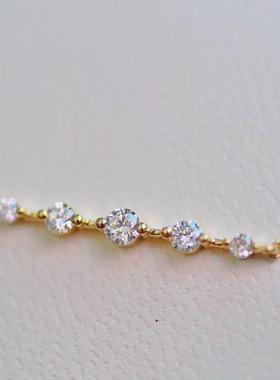 S925纯银镀金排钻手链女 设计感简约精致气质百搭手饰品