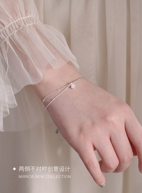 925五角星双层小众S925纯银手链女款ins闺蜜手饰冷淡风礼物